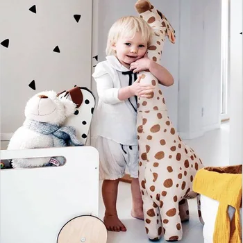 100 см Голям Размер Моделиране Жираф Плюшени Меки Играчки, Меки Животни Жираф Спящата Кукла Играчка За Момчета Момичета Подарък за рождения Ден На Детска Играчка  3