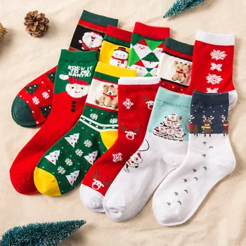 14 Стил Коледна Серия от Дамски Чорапи Памук 2023 НОВА Година Смешно Щастливи Мультяшные Дълги Чорапи Коледа Дядо Коледа Дърво Снежинка  5