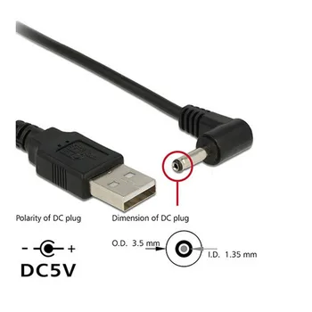 1бр USB 2.0 Plug под прав ъгъл от 90 Градуса 3,5 мм 1,35 мм Plug захранване dc Багажника 5 Кабел 100 см  5