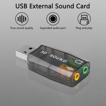 1БР мини конектор 3.5 мм USB за 3D Аудио USB Външна Звукова Карта Адаптер 5.1 Канален Звук Професионален Микрофон Горещи Продажба  1