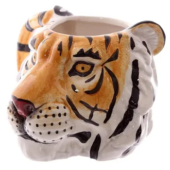 3D чаша с глава на тигър, триизмерна керамична чаша с животни, чаша за напитки, чаша, художествена чаша, визуална чаша, офис чаша за вода  10
