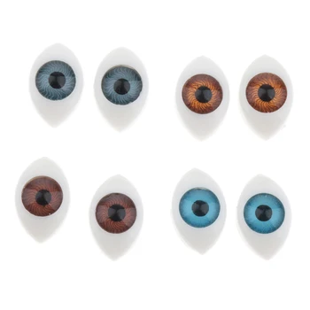 8 бр 4 Цвят Овални Кухи Задните Пластмасови Очи За Кукли Маска DIY 6 мм  5