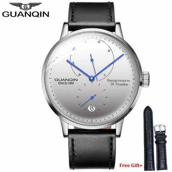 GUANQIN Мъжки часовници най-добрата марка на луксозни Ежедневни Часовници С кожена каишка на сапфировые водоустойчив Аналогови Автоматични Механични Ръчни Часовници за Мъже  10