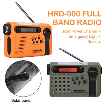 HRD900 Многофункционален Портативен Пълен Обхват на Слънчевата Енергия AM/FM Радио Времето Авариен LED Фенерче Мощност на Лампи за Външно Лагери  10