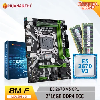 HUANANZHI 8 m F LGA 2011-3 дънна Платка с Intel XEON E5 2670 V3 с 2*16 г DDR4 RECC памет комбиниран комплект NVME USB3.0  5