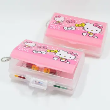 Kawaii Sanrio Кутия За Хапчета Здравей Kittys Аксесоари Скъпа Красотата На Преносим Мини Пластмасова Кутия За Съхранение Сгъваема Ковчег За Бижута Подарък За Момичета  5