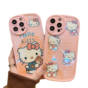 Kawaii Sanrioed Нов Калъф за телефон Hello Kitty за iPhone 13 12 11 Pro Max Mini Xr Xs Max 8x7 Se 2022 Силикон all inclusive  0
