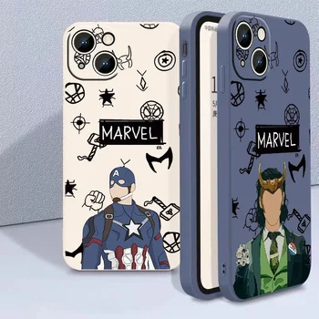 Marvel Локи Капитан Америка Калъф За Телефон За iPhone 14 13 12 11 Pro Max mini XR XS X 8 7 6S 6 Плюс Течен Въженият Калъф  3