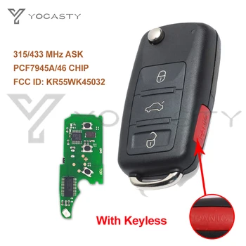 YOCASTY 4 Бутона Flip Умен автомобилен Ключ KR55WK45032 за 2002-2010 VOLKSWAGEN VW Touareg 315 433 Mhz с чип PCF7945A ID46  10