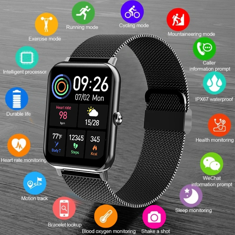 LIGE Новите Смарт Часовници за Мъже С Пълен Сензорен Екран Спортни Фитнес Часовник е Водоустойчив IP67 Bluetooth За Android и iOS 2021 Умни Часовници за Мъже + кутия