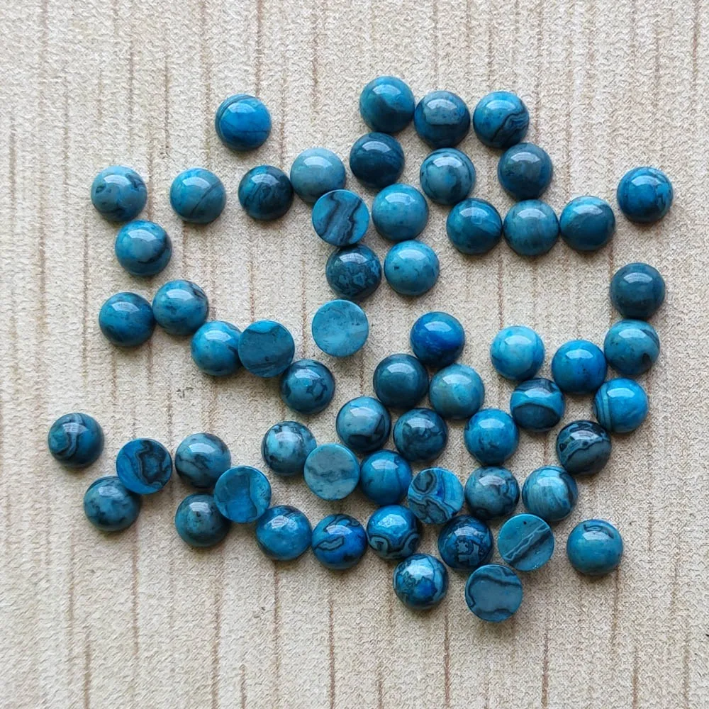 Продажба на едро, 50 бр./лот, мода 2019, естествен камък, син оникс, през цялата cabochon, мъниста, перли 4 мм за бижута, безплатна доставка