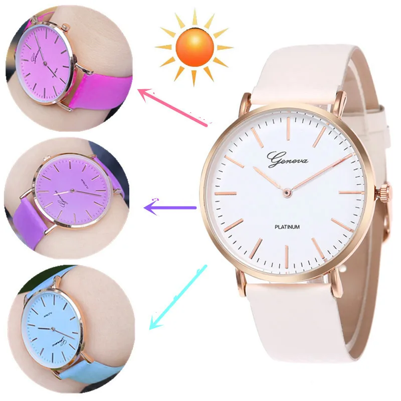 Нова Мода Прост Стил на Промяната на Температурата на Цвят Дамски Часовници за Защита От Слънцето UV Промяна на Цвета на Мъжки И Дамски Кварцови Часовници Relogio Feminino
