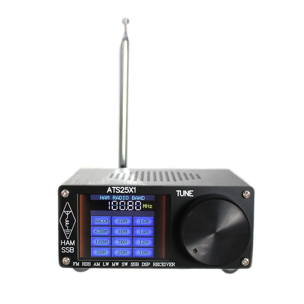 Актуализация на радио ATS25X1 Si4732 FM LW (MW SW) SSB + 2.4-инчов сензорен LCD-дисплей + Штыревая антена + Батерия + USB кабел + Говорител