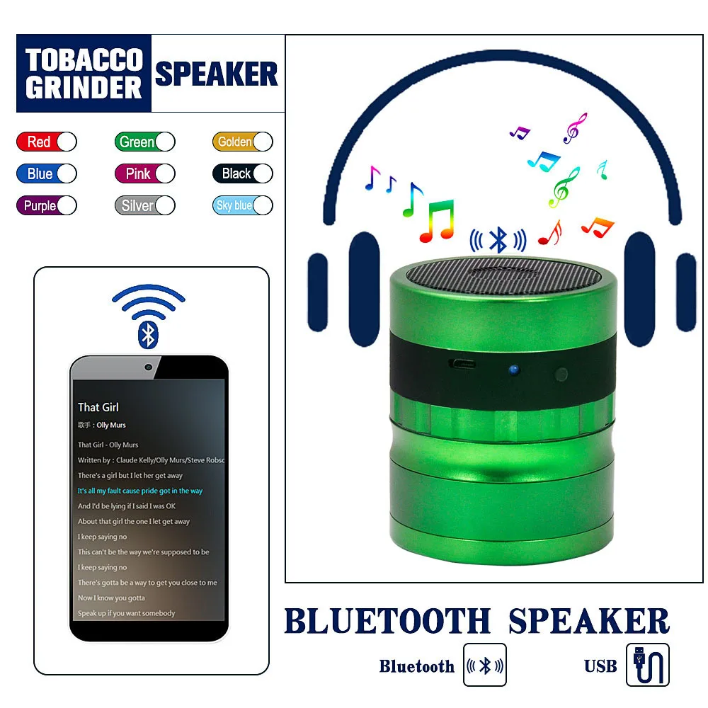 Метална Цигарената Опесъчаване Машина Bluetooth Аудио Говорител Творчески Преносим 62 мм Алуминиева Сплав Цигарената Опесъчаване Машина Аксесоари За Дим