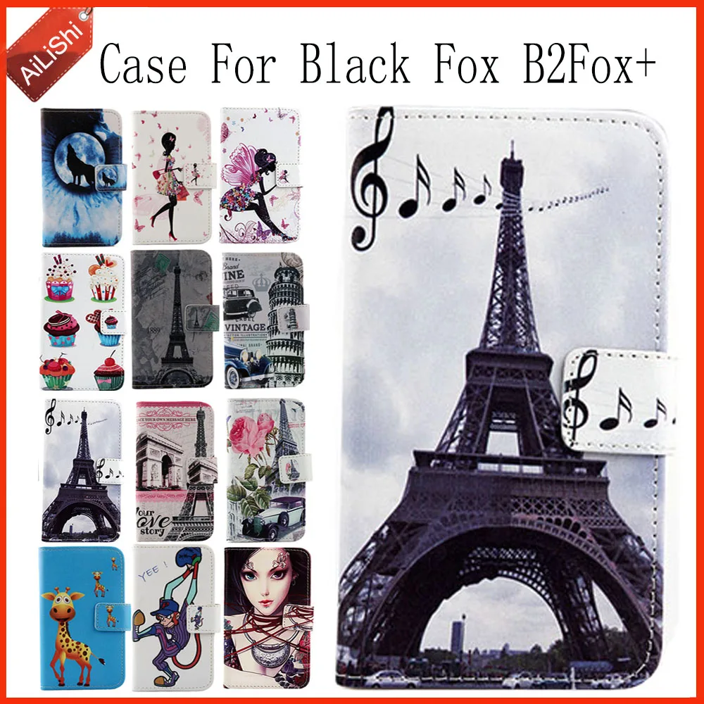 AiLiShi Калъф За Black Fox B2Fox + Луксозен Флип калъф от Изкуствена Боядисана Кожа Black Fox изключително 100% Специален Калъф за Телефон + Проследяване