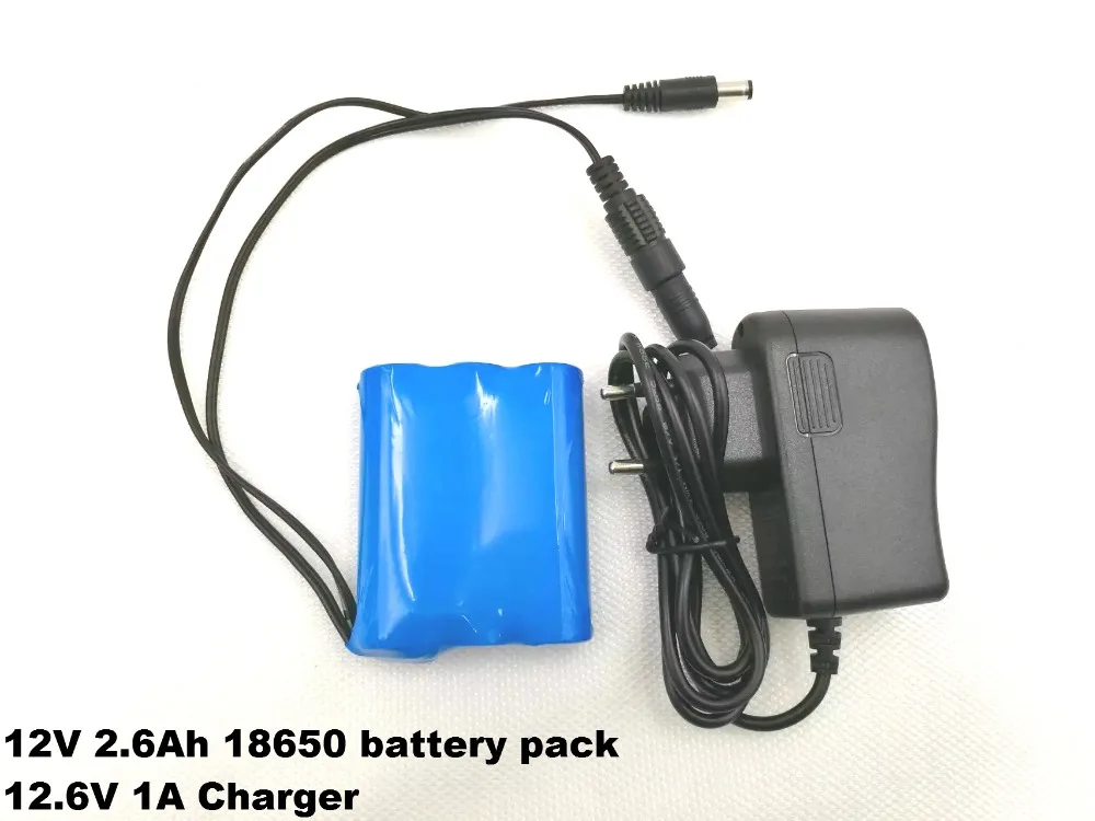 Нов 12 2600 mah 18650 литиево-йонна батерия за камера за видеонаблюдение 12,6 до 11,1 В черно двойна 5.5 мм + 12,6 В 1A Зарядно устройство