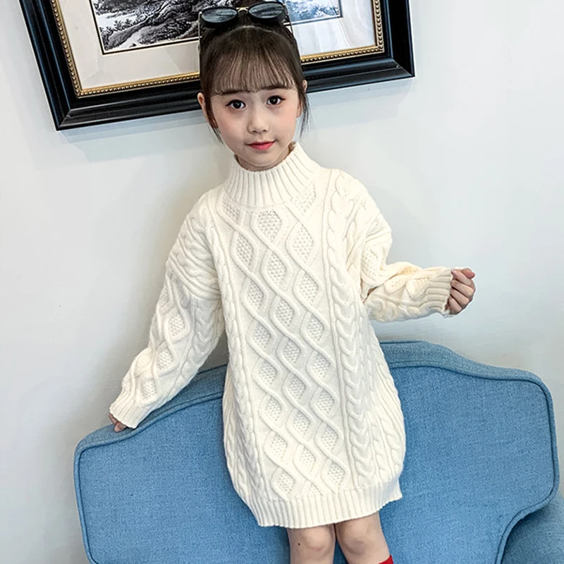 Вязаный Пуловер За Момичета от 3 до 13 години, Новите Модни Дълги Пуловери В Корейски Стил За Момичета, Есенно-Зимна Вълна Детски Дрехи