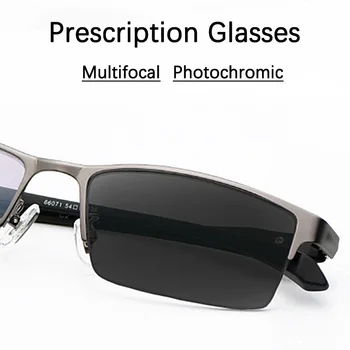 Адаптивни Прогресивно Многофокусные Очила За Четене, Мъжки Фотохромичните Очила с Анти-Синя Светлина, Очила с Рецепта, Половината от Рамки за очила, пощенски код 1,56  10