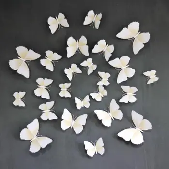 Безплатна доставка 12x чисто бял asst. размер 3D имитация на пеперудата стенни стикер за хладилник завеса закрепване на сватба парти декорация на стени, деко  10