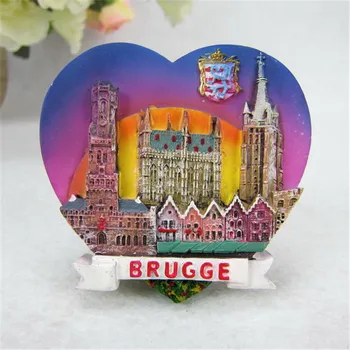 Белгия Туристически Сувенири За пътуване на Градския Колеж в Брюж Ste-Waudru Onze Lieve Vrouw Kerk Декоративен Магнит За Хладилник от Смола  10