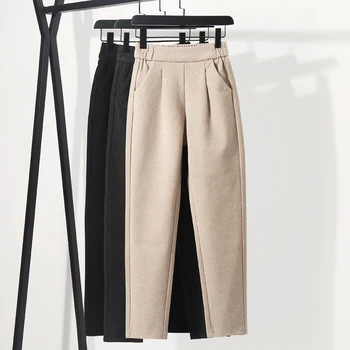 вълнени панталони дамски есенни и зимни плътни Вълнени панталони женски директни корейски блузи с висока талия 2020  10