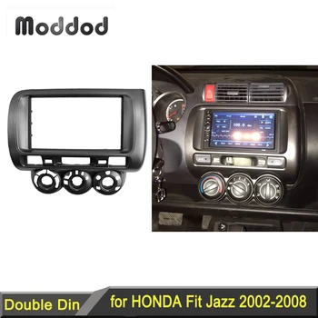 Двойна радио Панел Дин за Honda Fit (Jazz 2002-2008 Градска Стерео Панел DVD Инсталация Комплект Тапицерия Предна Рамка Плоча на CD  10