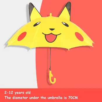 Детски чадър Pokemon Pikachu Kawaii за Начално Училище, Cartoony Винил чадър от Дъжд и Дъжд с Двойна употреба, Водоустойчив калъф  5