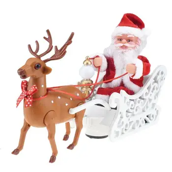 Дядо Коледа Плюшени Играчки Лосове Сани Играчка Универсален електрически автомобил с Музика За Деца на Коледно Електрическа Играчка Кукла Коледни Подаръци  1