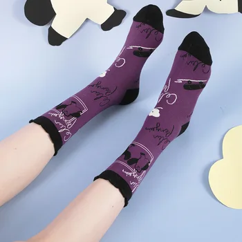 Есента и зимата са нови ins вятър сладки чорапи модни животни илюстрация на пингвин странно чифт чорапи дълъг чорап  10
