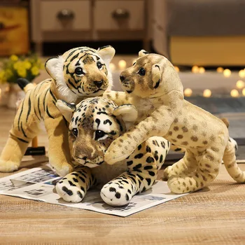 Моделиране на животни лъв, тигър, леопард Плюшена Kawaii моделиране на Животни, Подаръци За Децата за Декорация на Дома Кукли Дропшиппинг  4