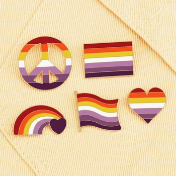Нов Прием на Лесби Гордостта на Емайла на Жени Флаг във Формата На Сърце Дъгата е знак за света Брошки ЛГБТ Любовник Икони на Жени Бижута Подарък Хоп  4