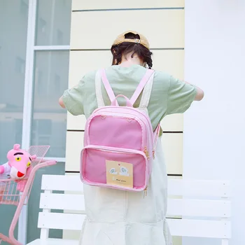 Нова Двойна Лента за носене през Сладко Корейски Модерен Раница Прозрачен Прост Jelly Ita Bag JK Cosplay bookbag  4