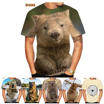 Нова мода Дамски и Мъжки сладка тениска с 3D принтом животни Wombat, блузи с къс ръкав, размер XS-5XL  4