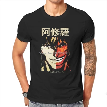 Тениска Kengan Ashura Ohma Tokita Omega, Реколта Алтернативна Мъжки Дрехи, Блузи, Голяма Памучен Тениска с Кръгло Деколте  4