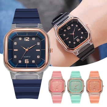 Унисекс Ръчен часовник с Кристали Декор Желе Силиконови Часовници за ежедневието Удобно да се носят за повечето случаи на XRQ88  10