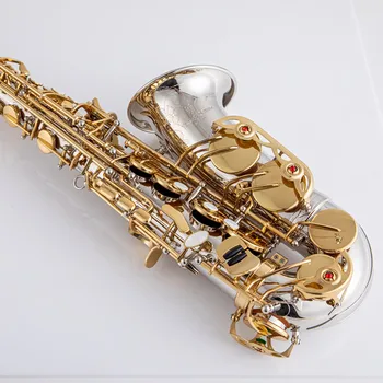 Чисто НОВ Алт саксофон A-WO37 С Никелированным Златен Ключ, Професионални Накрайника За саксофон С Футляром и Аксесоари  5